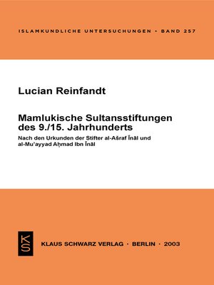 cover image of Mamlukische Sultansstiftungen des 9./15. Jahrhunderts